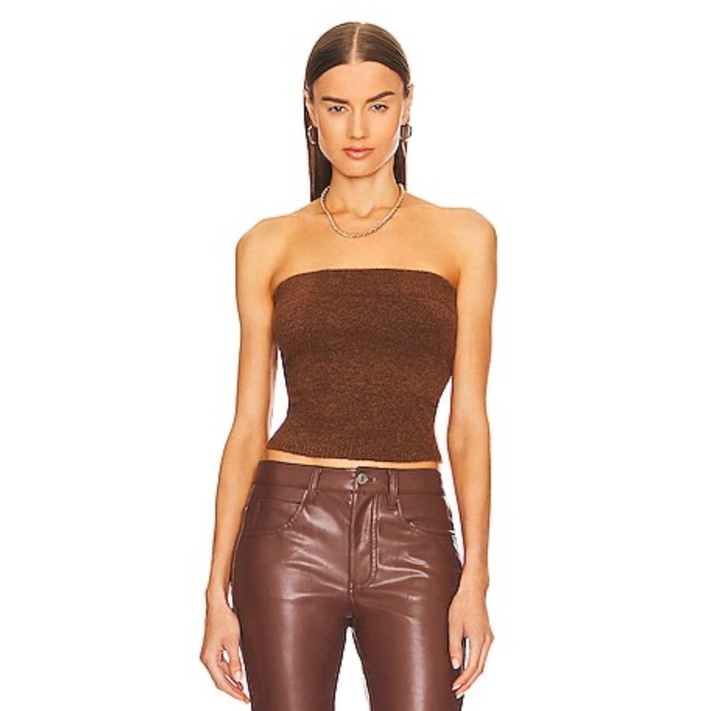 Vince‎ Strapless Wool Alpaca Blend Top Tobacco Brown XL NWOT